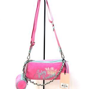 Juicy Couture Pink Lemonade Terry Barrel Bag 3pc Crossbody Micro Pouch NWT Y2K
